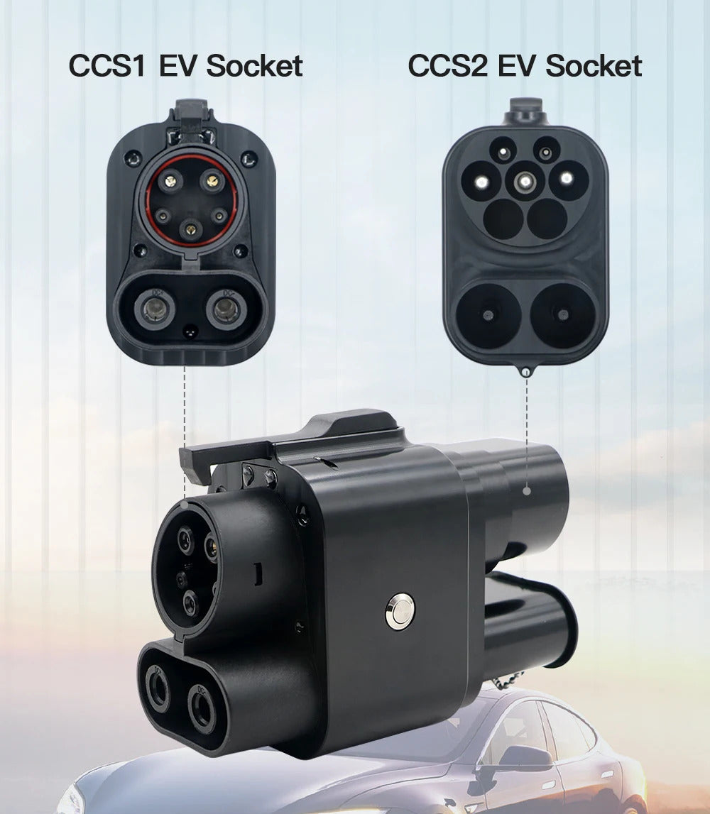 Noeifevo CCS2 auf CCS1 EV Ladegerät Adapter, CCS2 auf CCS1 EV Ladegerät Adapter, 350A 350kW DC AC 1000V Adapter für Elektrofahrzeuge, verwenden Sie den CCS2 Typ 2 Ladegerät, um ein CCS1 Typ 1 Elektrofahrzeug zu laden