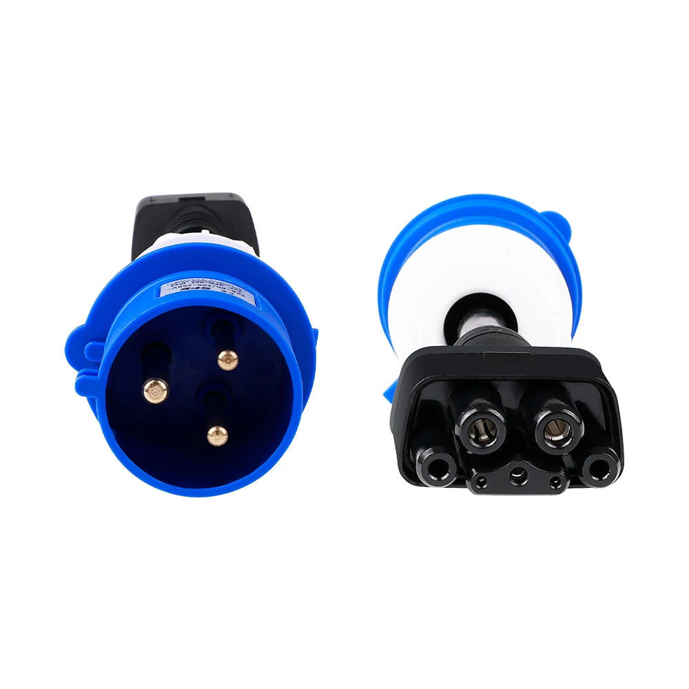 CEE32A 1-Phasen-Blau-Stromadapter, kompatibel mit Tesla Model X, S, Y und Gen 2 EV-Ladegerät