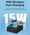 NOEIFEVO 160W 5-port USB charger 15 W wireless charging Station PD 65W QC3.0 Type-C fast charger Compatible with iPhone MacBook Samsung laptop all smart phone electric device
