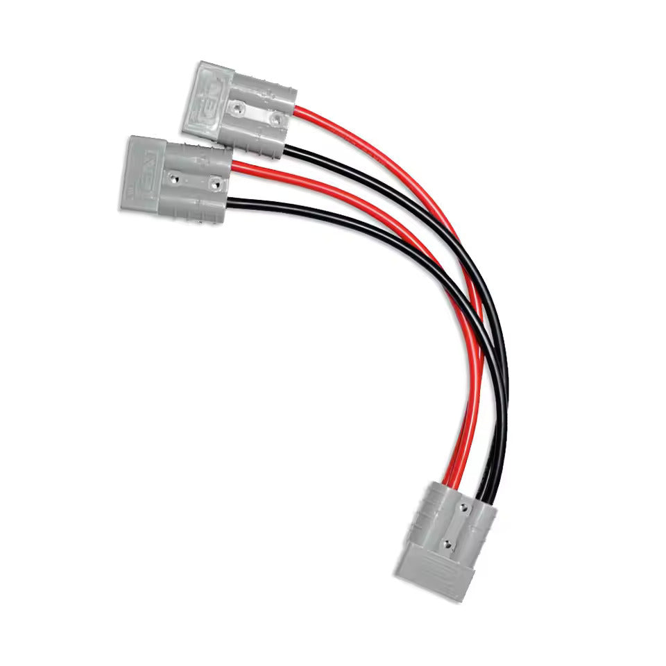 Anderson 120A 1 auf 2 Splitter Y-Typ Adapter, Anderson Stecker Kupferstecker, 8AWG Spezifikation 30cm Kabel, Maximalstrom 50 Ampere, Geeignet für Gabelstapler, Stapler und andere Fahrzeuge