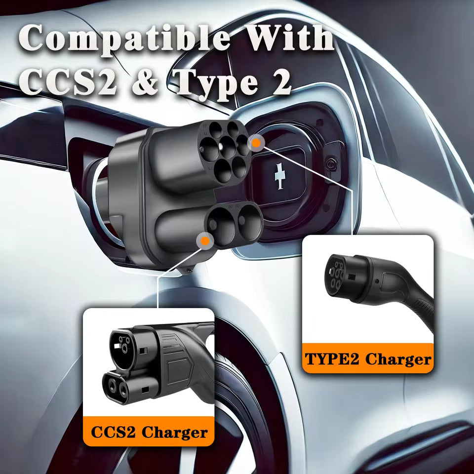 NOEIFEVO CCS2 und Typ2 zu Tesla NACS Ev Ladegerät Adapter, max DC 350KW/AC 7KW passend für Tesla Model 3/X/Y, CCS2-Kombi-Adapter, unterstützt CCS2- und Typ2-Ladegerät