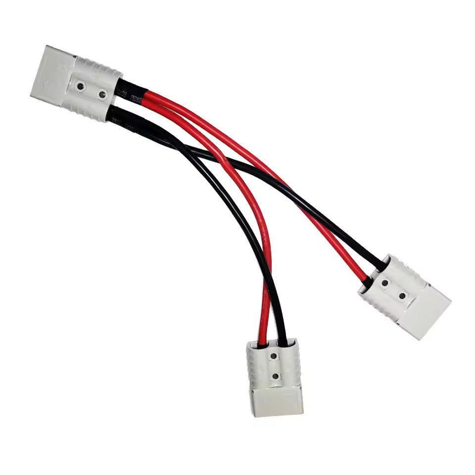 Anderson 120A 1 auf 2 Splitter Y-Typ Adapter, Anderson Stecker Kupferstecker, 8AWG Spezifikation 30cm Kabel, Maximalstrom 50 Ampere, Geeignet für Gabelstapler, Stapler und andere Fahrzeuge