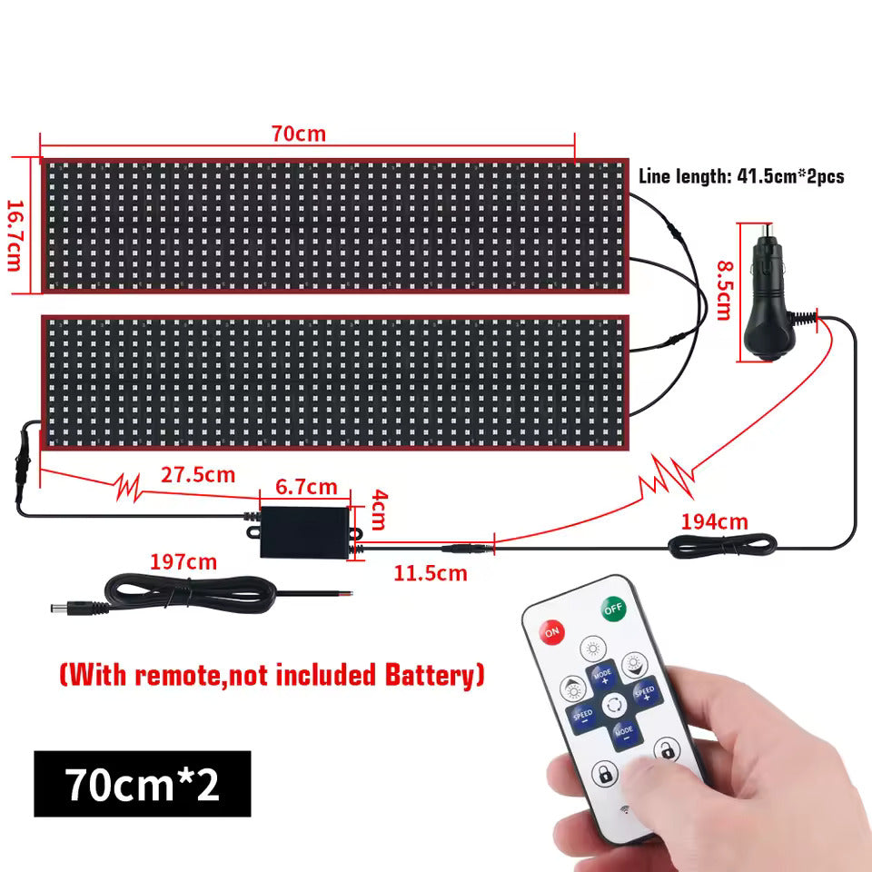 NOEIFEVO Devil Eyes Licht für Autos – LED-Augen für Lkw, Programmierbares LED-Display mit Lauftext, Personalisierbares Leuchtschild für Autos & Lkw – Text, Graffiti, Smart App