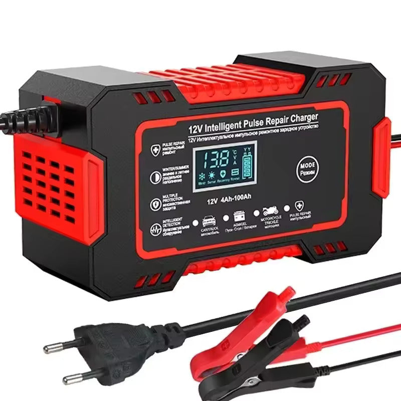 Autobatterie-Ladegerät 12V 6A, Impuls-Reparatur-Ladegerät mit LCD-Touchscreen, für alle 12V Blei-Säure-Batterien und Startbatterien