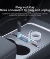 Schnellladegerät für Mittelkonsole – USB-C Lade-Dock & USB Splitter Hub, Kompatibel mit Tesla M3/Y (Highland 2024–2025 & Standard 2021–2024), intelligenter Adapter mit Strom-Verlängerungskabel
