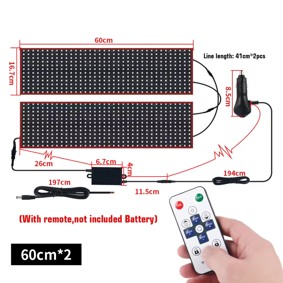 NOEIFEVO Devil Eyes Licht für Autos – LED-Augen für Lkw, Programmierbares LED-Display mit Lauftext, Personalisierbares Leuchtschild für Autos & Lkw – Text, Graffiti, Smart App