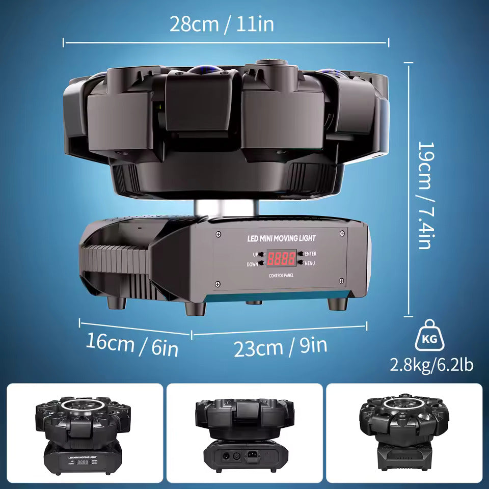 150W 6-armet RGBW beam moving head med halo-effekt, scenelys, DMX512 bikakestråle-stroboskop-effekt, egnet for DJ-fester, bursdagsfeiringer, profesjonell scenebelysning, bar- og KTV-belysning