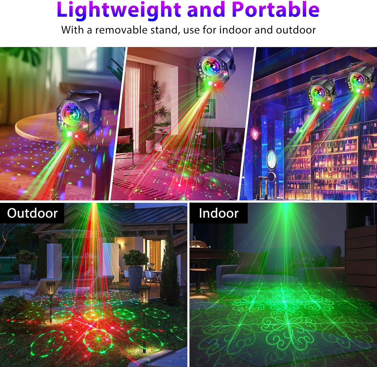 4v1 disco koule – párty světlo se 64 vzory, hudbou řízená disko lampa s dálkovým ovládáním, RGB-UV stroboskop pro domov, bar, klub, venkovní použití a narozeninové oslavy
