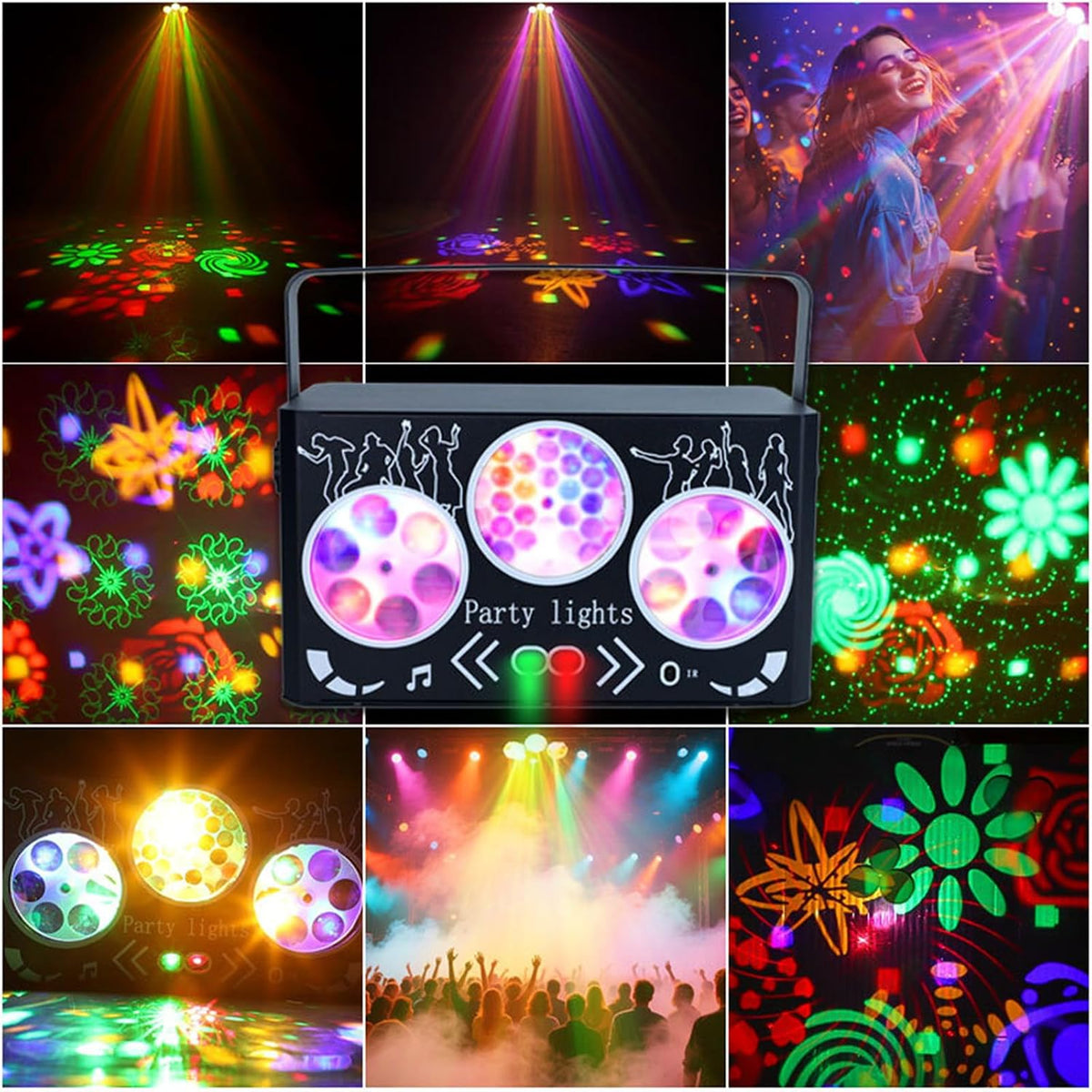 DJ Disco párty osvetlenie, RGBW 4-v-1 laserové svetlo so špeciálnymi efektmi a vzormi, s DMX512 zvukovým ovládaním, pódiové osvetlenie pre DJ kluby, párty, KTV, bary, podujatia, show a festivalové párty