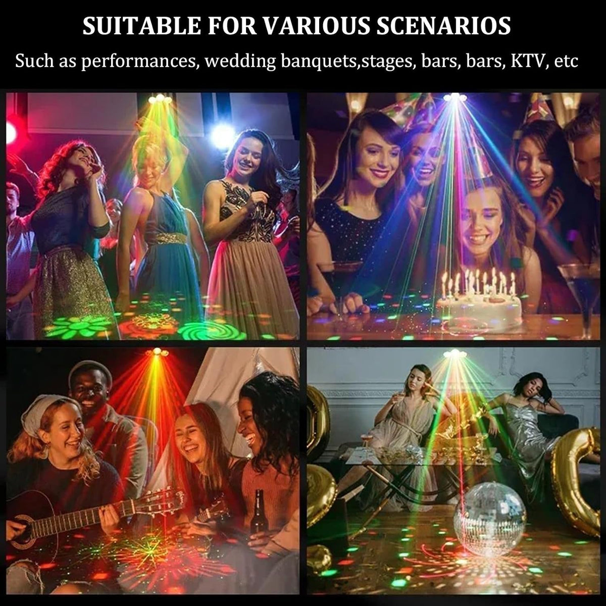 DJ Disco párty osvetlenie, RGBW 4-v-1 laserové svetlo so špeciálnymi efektmi a vzormi, s DMX512 zvukovým ovládaním, pódiové osvetlenie pre DJ kluby, párty, KTV, bary, podujatia, show a festivalové párty