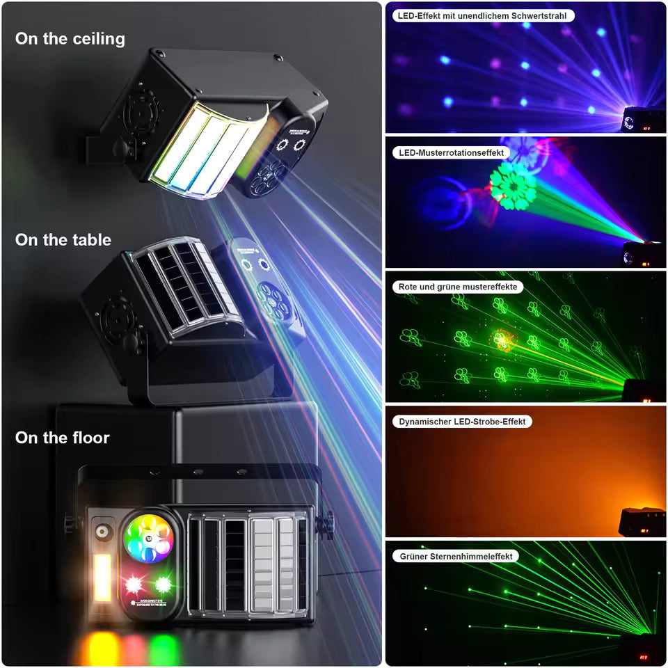40W LED párty svetlo, Bee's Eye 5 v 1 efektové svetlo, RGB stroboskopický svetelný projektor s rôznymi vzormi na pódiové osvetlenie pre DJ-ov, diskotéky, párty a svadby
