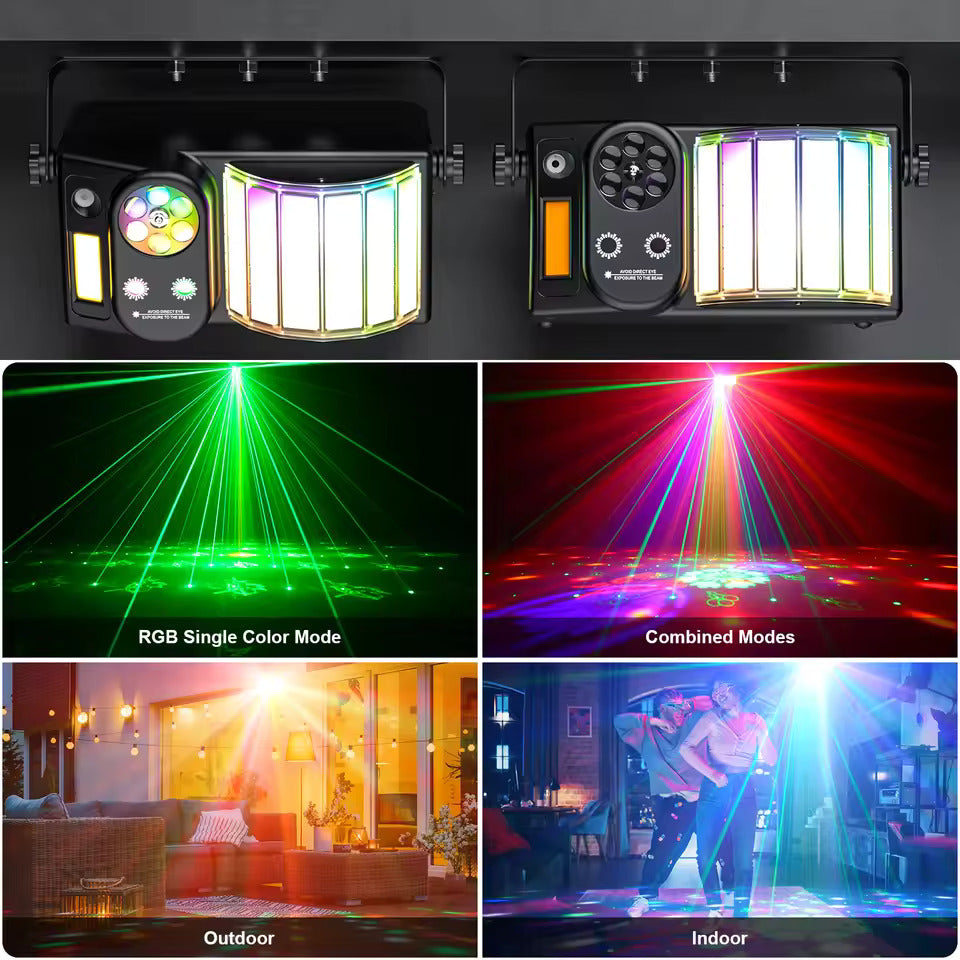 40W LED párty svetlo, Bee's Eye 5 v 1 efektové svetlo, RGB stroboskopický svetelný projektor s rôznymi vzormi na pódiové osvetlenie pre DJ-ov, diskotéky, párty a svadby