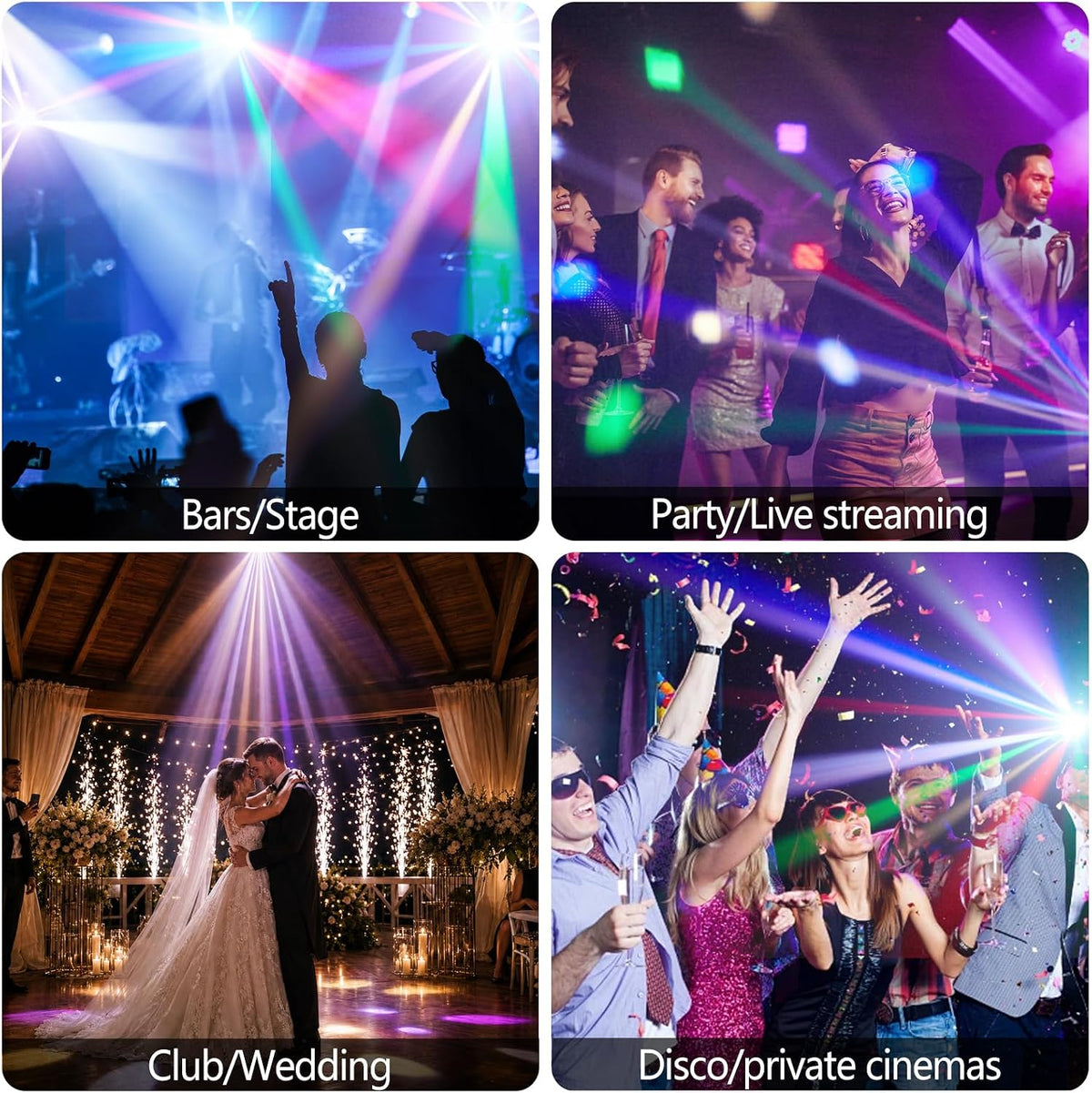 Mini 30W párty svetlo Moving Head RGB DMX512, ovládanie hudbou, stroboskop, pódiový reflektor pre DJ, disco párty a Vianoce