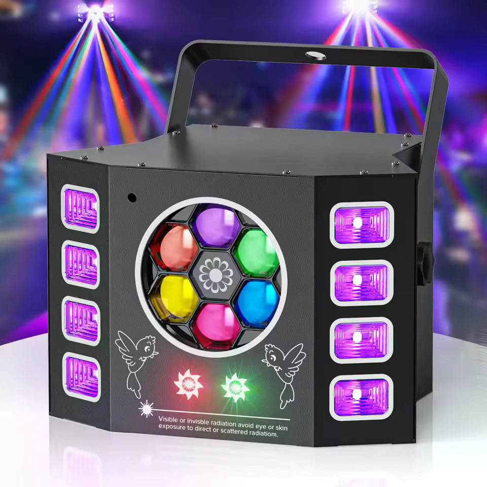 100W stroboskopický pódiový reflektor s včelím okom, 4-v-1 RGBW LED efektové svetlo, DMX512 DJ svetelný efekt pre diskotéky, párty, koncerty a nočné kluby