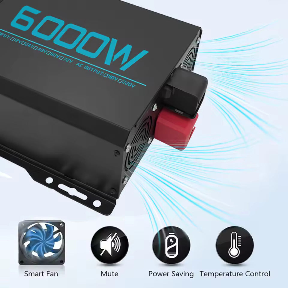 Reiner Sinuswellen-Wechselrichter – 12V & 24V auf 220V Dualspannung | 48V, 60V & 72V auf 220V Dreifachspannung | 5000W/6000W Optionen Ideal für Wohnmobile, Solarbatterien