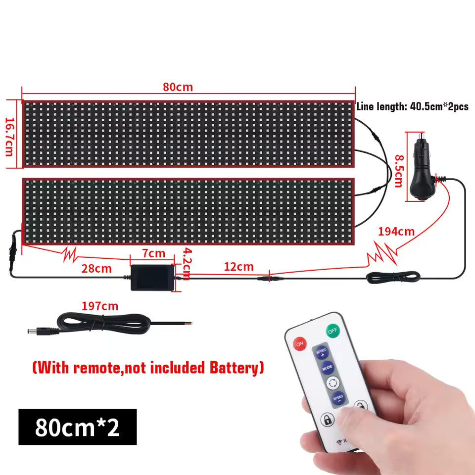 NOEIFEVO Devil Eyes Licht für Autos – LED-Augen für Lkw, Programmierbares LED-Display mit Lauftext, Personalisierbares Leuchtschild für Autos & Lkw – Text, Graffiti, Smart App