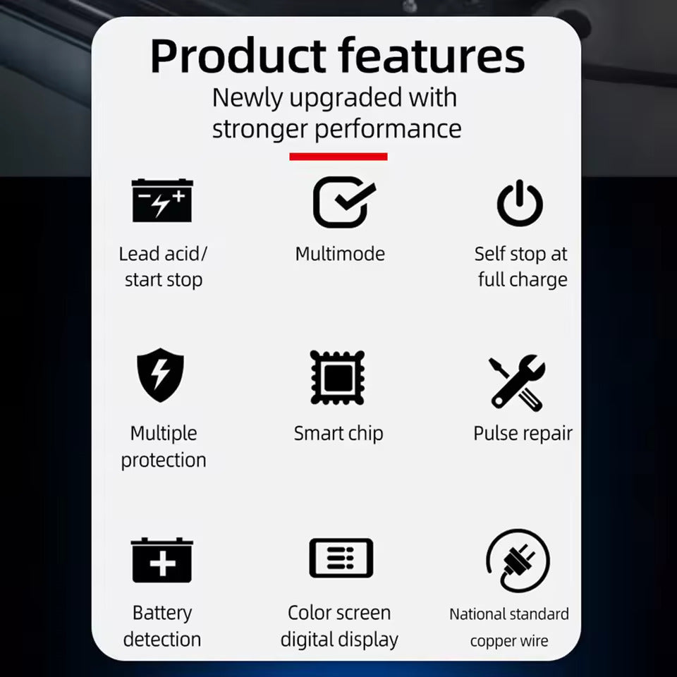 12 10A /24V 5A Vollautomatisches Autobatterie-Ladegerät Intelligentes Puls-Reparatur-Autobatterie-Ladegerät Motorradbatterie