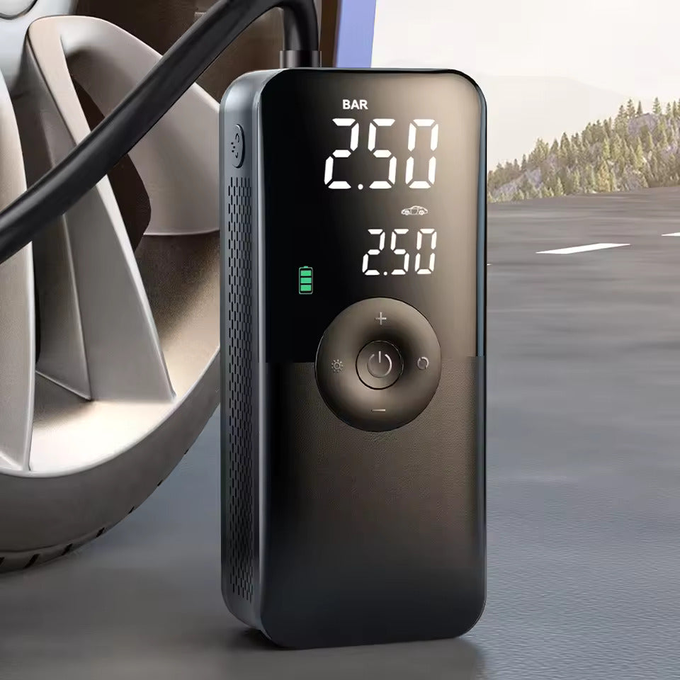 Elektrische Luftpumpe, 150 PSI Batterie-Luftpumpe, Voreingestellter Reifendruck für Auto/Motorrad/Fahrrad/Ball, Aufpumpen mit einem Knopf und automatischer Stopp, Fahrradpumpe mit LED-Licht und Powerbank