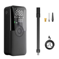 Elektrische Luftpumpe, 150 PSI Batterie-Luftpumpe, Voreingestellter Reifendruck für Auto/Motorrad/Fahrrad/Ball, Aufpumpen mit einem Knopf und automatischer Stopp, Fahrradpumpe mit LED-Licht und Powerbank