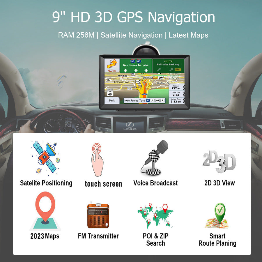 NOEIFEVO XT90 GPS Navigation, 9 Zoll Touchscreen mit Europa-Karten, 8GB 256MB, mehrsprachig, Unterstützung FM, für PKWs/Transporter/LKWs