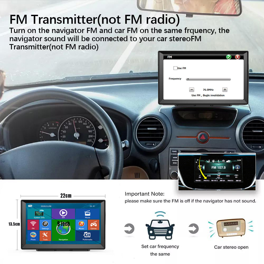 NOEIFEVO XT90 GPS Navigation, 9 Zoll Touchscreen mit Europa-Karten, 8GB 256MB, mehrsprachig, Unterstützung FM, für PKWs/Transporter/LKWs