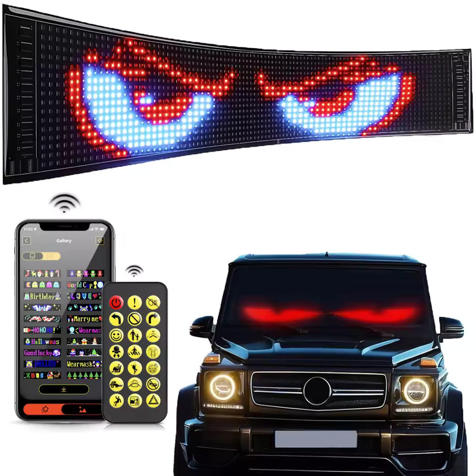 NOEIFEVO Licht für Autos LED-Augen für LKWs, LED-Anzeige Programmierbare LED-Laufschrift Leuchtschild für Auto, LKW, Text, Graffiti, Einzigartiges Fahrzeugemblem-Licht
