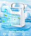 Mobile Klimaanlage, 700 ml Mini-Klimaanlage, tragbare mobile Klimaanlage mit USB 4 in 1, mit 2/4/6 Stunden-Timer, 3 Geschwindigkeiten und 2 Nebelmodi, 7 Farben, Mini-Luftkühler für Zuhause, Büro