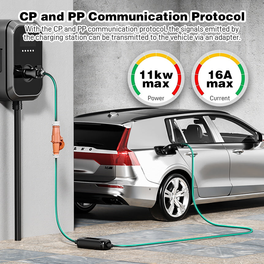 NOEIFEVO Mobile Wallbox/Ladestation 11kW [3-phasig|5m|6-16A] mit Traveller Adapter Set, Ladekabel CEE 16A auf Typ 2 und EV Ladegerät für Model Y/3, ID.3/4/5, MG4, EX30, e-up, e-tron, Zoe und andere EV