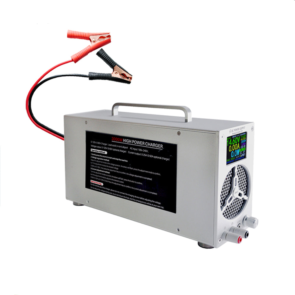 NOEIFEVO 0-60V 1-50A Universal Ladegerät, Gleichstromladegerät, Ladegerät für Lithium-LiFePO4-Akkus, Ladegerät für Bleiakkus, geeignet für alle Akkus mit einer Ladespannung von bis zu 60 V