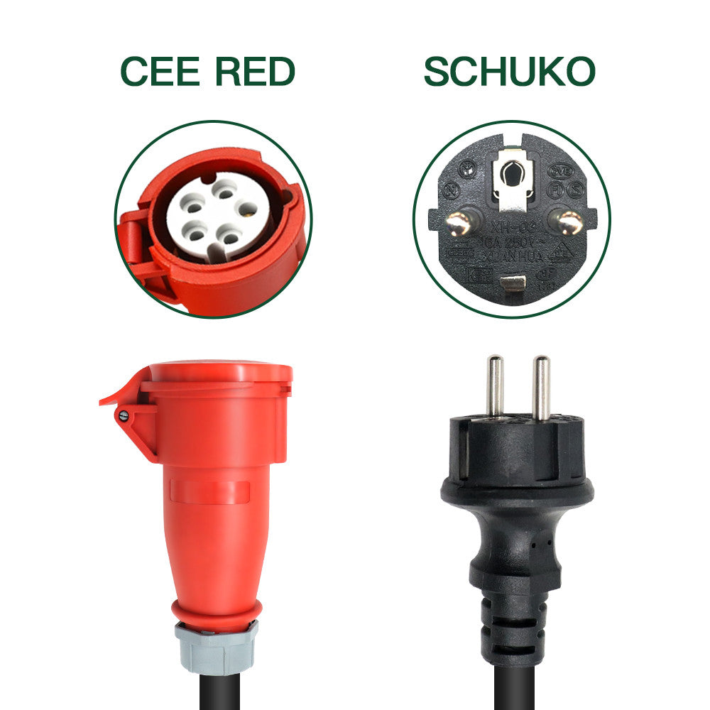 Typ 2 Mobile EV Ladekabel, 11KW 16A 3 Phase Elektrofahrzeuge Ladestation, Schnelleres Heim EV Ladegerät für Typ 2 Auto, Schuko Adapter für Reisen
